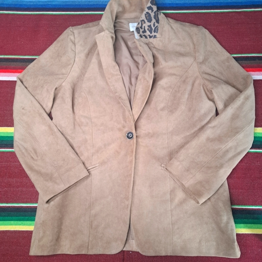 Chico's Suede Jacket Leopard Print Street‎ size 1